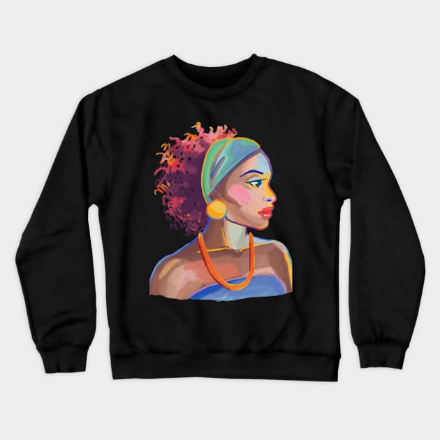 Cute Afro Women Crewneck Sweatshirt by B&C Fashion